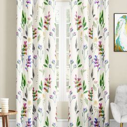SEJ by Nisha Gupta Floral Eyelet Long Door Curtains Pack of 2 - White-picture-14