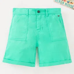 Ed-a-Mamma Sustainable Twill Knee Length Solid Color Shorts - Teal Green-picture-39