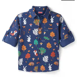 Babyhug Cotton Knit Full Sleeves Shirt With Animals Print - Navy-picture-27