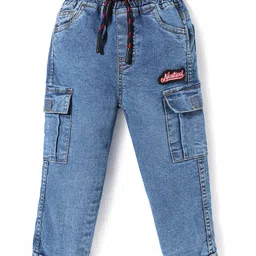 Babyhug Cotton Denim Full Length Washed Jeans with Stretch & Pocket - Blue-picture-35