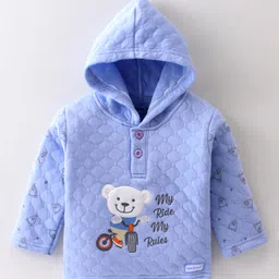 Little Darlings Full Sleeves Winter Wear Suit With Teddy Embroidery - Purple image 2