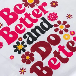 kookie kids india Kookie Kids Single Jersey Knit Full Sleeves T-Shirt With Be Better & Do Better Text Print - White image 3