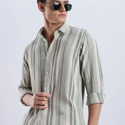 OG For Real Men Original Slim Fit Multi Striped Spread Collar Pure Cotton Casual Shirt-image-73