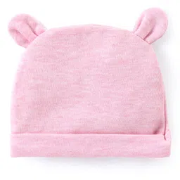 Babyhug Interlock Knit Full Sleeves Onesie with Mittens Booties & Cap Bear Applique & Print - Pink image 5