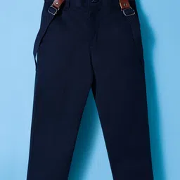 Mark & Mia Woven Full Sleeves Striped Party Shirt & Trouser Set with Bow & Suspender - Navy Blue & White image 5