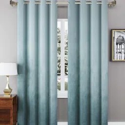 Aura Blue Velvet Window Curtain-picture-19