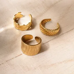 Niska Set Of 3 Gold-Plated Adjustable Finger Ring image 1