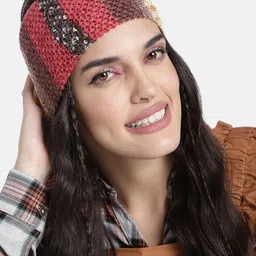 Magic Needles Unisex Red & Brown Handmade Woolen Headband image 1