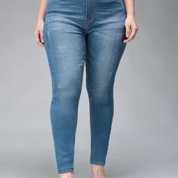 Miss Chase A+ Women Skinny Fit High-Rise Mildly Distressed Light Fade Stretchable Jeans-picture-5