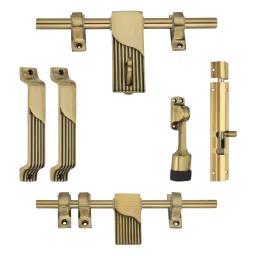 Jasvik Door Aldrop Lock Kit Aluminium Free Size Antique Brass Finish Gold 10 cm Length for Home & Office Use, DK-WAVE-01-image-89