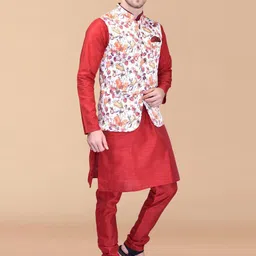 PRINTINDIA Men Regular Pure Silk Kurta with Trousers image 2