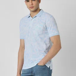 Peter England Men Abstract Printed Polo Collar Cotton T-shirt image 5