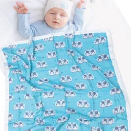 Polka Tots Kids Blue & White Printed Mild Winter 233 GSM Single Bed Blanket-picture-14
