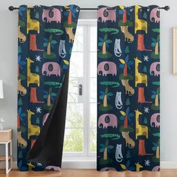 BFAM Blue Set of 2 Black Out Window Curtain-picture-31