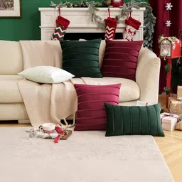 Khooti Beige & Green Set of 2 Square Cushion Covers image 3