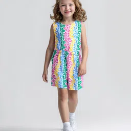 Primo Gino Cotton Knit Sleeveless Jumpsuit with Abstract Print - White-picture-19