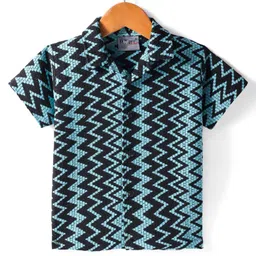 Dapper Dudes Half Sleeves Chevron Crochet Designed Shirt - Sea Green-picture-22