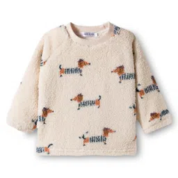Mark & Mia Full Raglan Sleeves Co-ords Winter Wear Night Suit with Puppy Print - Beige image 2