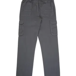 CAVIO Cotton Linen Woven Solid Cargo Pants - Dark Grey image 3
