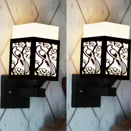 Gojeeva Brown Wood Square Wall Lamps-picture-24