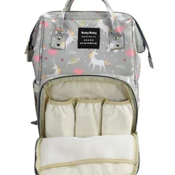 House of Quirk  Diaper Bag Maternity Backpack Unicorn Print -  Grey image 3