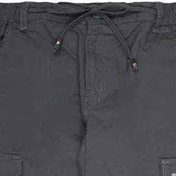 CAVIO Cotton Linen Woven Solid Cargo Pants - Dark Grey image 4