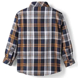 Rikidoos Full Sleeves Checked Shirt With Attached Tee - Navy Blue & White image 3