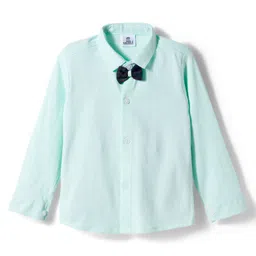 Mini Taurus Sinker Knit Full Sleeves Checkered 3 Piece Party Suit with Bow Applique - Green image 3