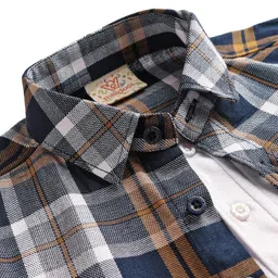 Rikidoos Full Sleeves Checked Shirt With Attached Tee - Navy Blue & White image 4