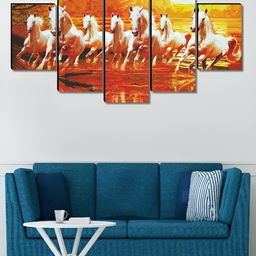 Aura White & Red 5 Piece Wood Birds and Animals Wall Paintings-image-91