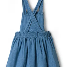 Babyhug Cotton Woven Frock with Full Sleeves Heart Printed Top & Bunny Embroidery - Blue image 5