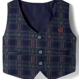 Mini Taurus Sinker Knit Full Sleeves Checkered 3 Piece Party Suit with Bow Applique - Green image 5