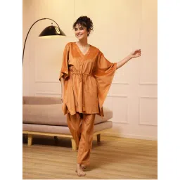 SAY Women Bronze Solid Kaftan with Pant (Set of 2)-image-28