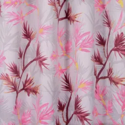 Swayam Blackout Eyelet Window Curtain - Floral Print In Pink & Red On White Base image 2