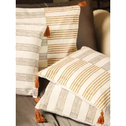 SAY White Graphic Cotton Cushion Cover (Set Of 5) image 4