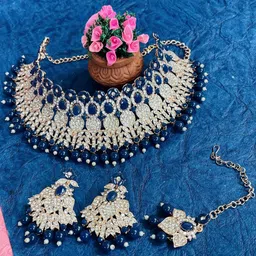 VATSALYA creation Rose Gold-Plated Artificial Stones Studded & Beaded Jewellery Set-picture-16