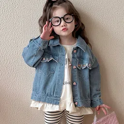 LULU & SKY Girls Washed without Longline Denim Jacket with Patchwork-picture-22