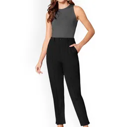 DressBerry Women Solid Relaxed Straight Leg Wrinkle Free Trousers image 5