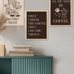 Kotart Brown & White 3 Pieces Typography Printed Wooden Wall Arts image 5