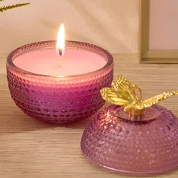 Home Centre Purple & Gold-Toned Redolence Lavender Scented Butterfly Jar Candle-picture-32