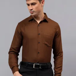 Yugnik Men Smart Slim Fit Textured Spread Collar Cotton Formal Shirt-picture-31