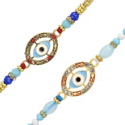 MEIRA JEWELLERY Set Of 2 Rakhi With Greeting Card & Roli Chawal image 5