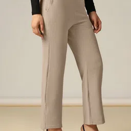 Selvia Women Easy Wash Pleated Regular Fit Trousers-image-33