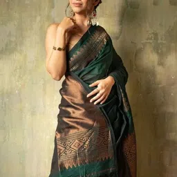 SHRIADINATH Woven Design Zari Silk Blend Handloom Saree image 2