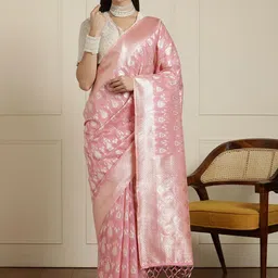 House of Pataudi Ethnic Motifs Woven Design Muga Saree image 1