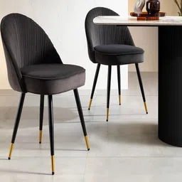 MOMENCE Black Modern Velvet Upholstered Dining Chair-image-1