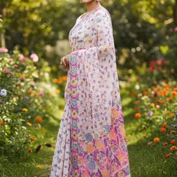 FABLAND Floral Printed Jaali Jamdani Saree image 5