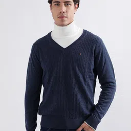 Iconic Men Cable Knit Woollen Pullover-image-90
