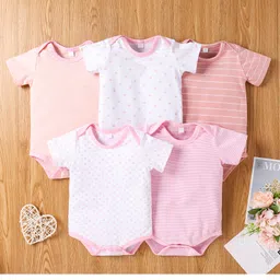 Kookie Kids Half Sleeves Onesies Pack of 5 - Multicolor-picture-22