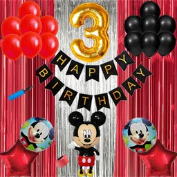 Shopperskart Cartoon Theme 3rd Birthday Decoration Kit - Pack of 74-image-41